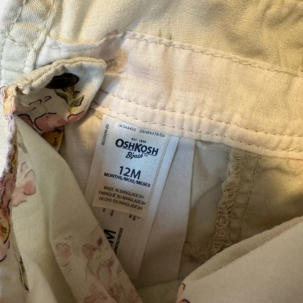 OshKosh Girl Floral Shortalls Size 12M